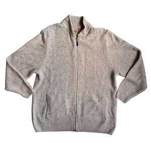 Vtg Scandia Woods Mens Gray Zip‎ Cardigan Sweater L Grandpa Dad Ribbed Oversized